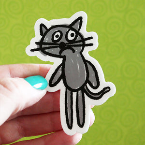 Sad anxious cat sticker