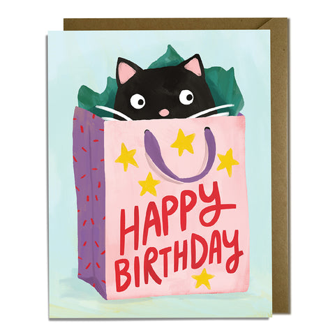 Cat Gift Bag Birthday Card