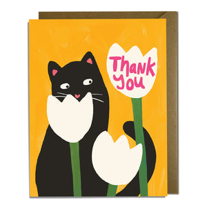 Cat Flower Thank You Card