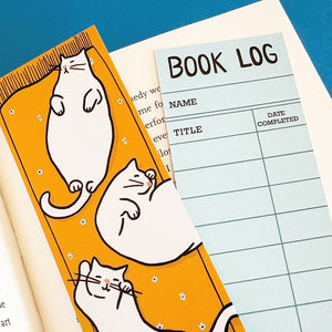 Lazy Cats Bookmark - Double Sided with Book Log