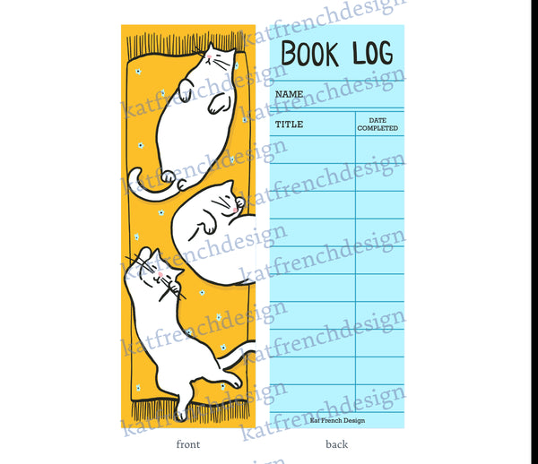 Lazy Cats Bookmark - Double Sided with Book Log