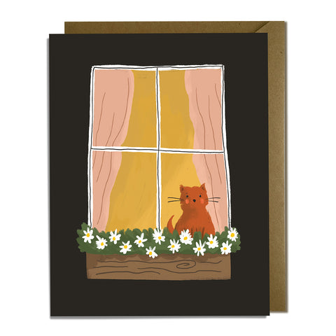 Cat Window Blank Card