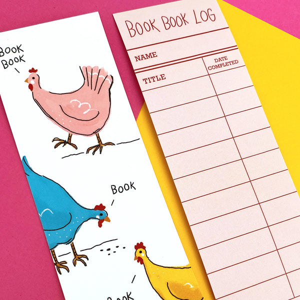 Book Book Chickens Bookmark - Double Sided with Book Log