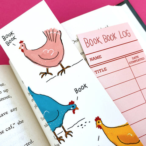 Book Book Chickens Bookmark - Double Sided with Book Log