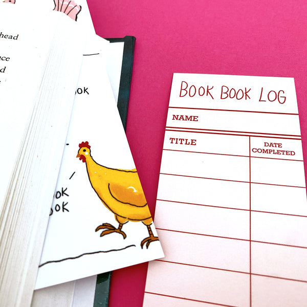 Book Book Chickens Bookmark - Double Sided with Book Log