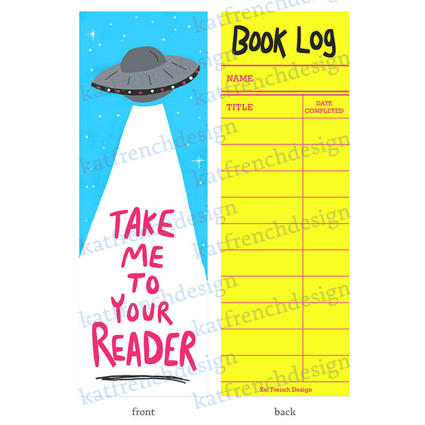 UFO Bookmark - Double-sided with vintage style Book Log