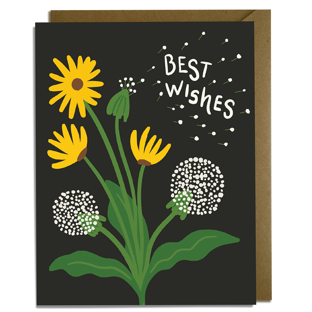 Best Wishes Dandelion Wedding Card