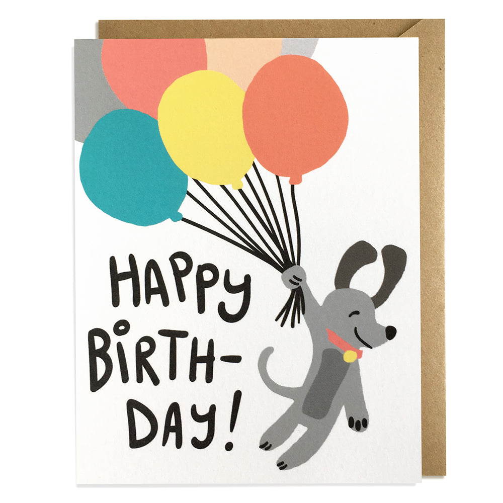 Dog & Balloons - Birthday Card