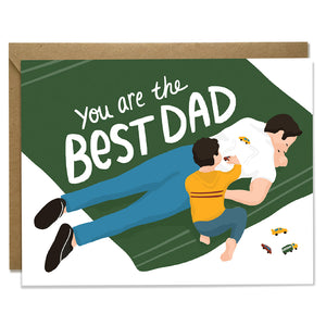 Best Dad Plays - Father's Day Card - Green Rug