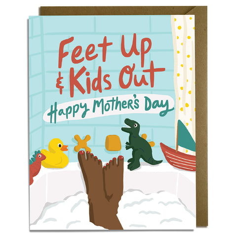 Mom Bath - Mother's Day Card - Blue Wall