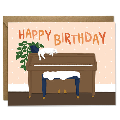 Piano Cat Birthday Card