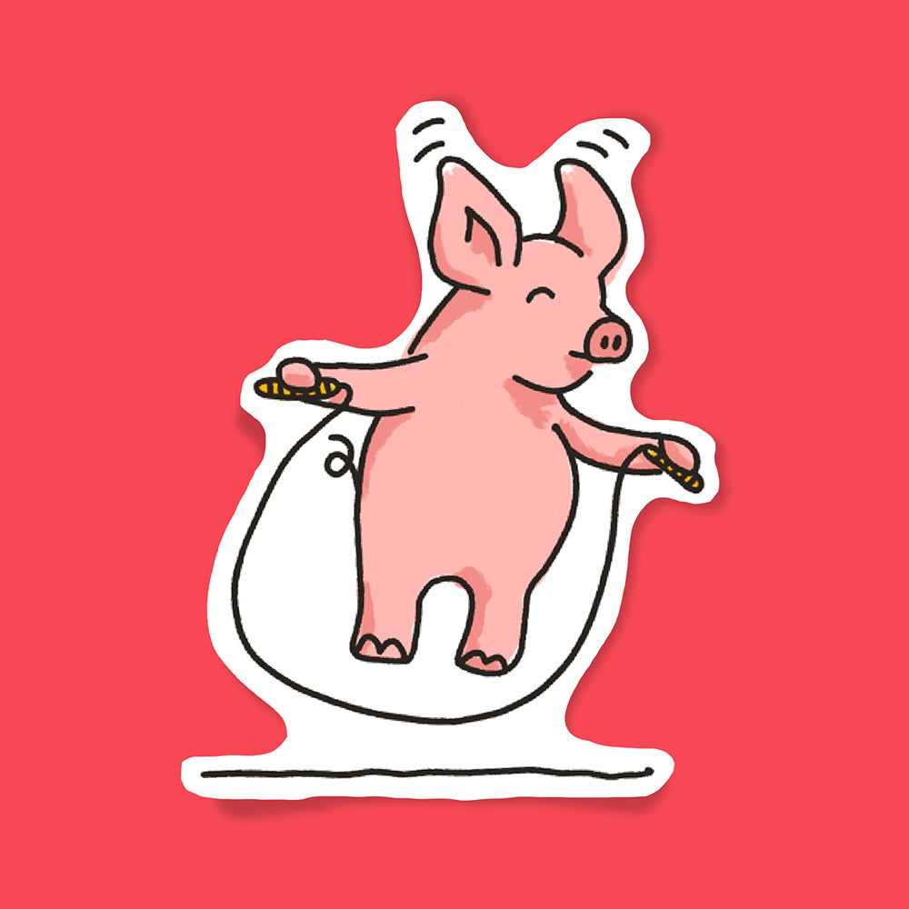 Pig Jumping Rope Sticker