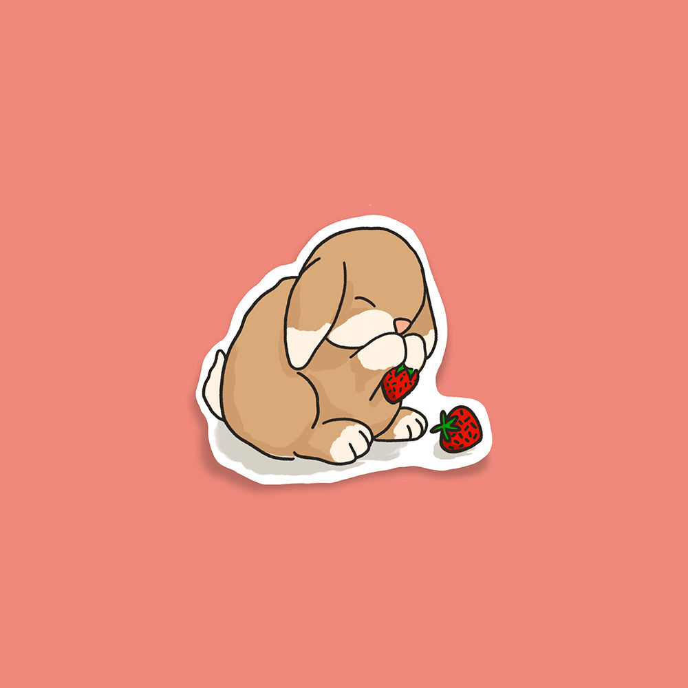 Mini Bunny Eating Strawberries Sticker