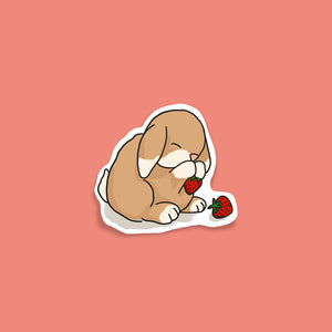 Mini Bunny Eating Strawberries Sticker