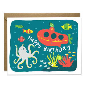 Submarine & Sea Birthday Card