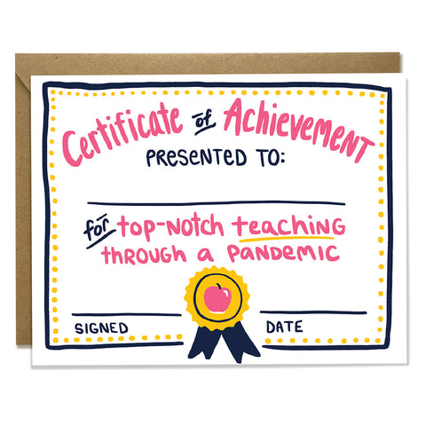 Teacher Achievement Pandemic Card